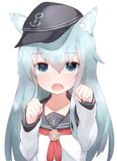 😺 anime girl, cat ears, cute, digital art telegram sticker
