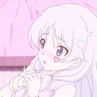 😳 anime, girl, cute, pink, kawaii, cartoon telegram sticker