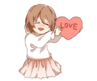 ❤ LOVE love, heart, cute, child, cartoon, girl, valentine telegram sticker