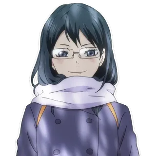 ☺️ Аниме, Девушка, Очки, Шарф, Персонаж, Женщина telegram sticker