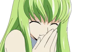 😏 C.C. Code Geass Anime, souriant, cheveux verts, joyeux, heureux telegram sticker