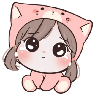 😭 милый, каваий, девушка, плачет, грустный, мультфильм, стикер telegram sticker