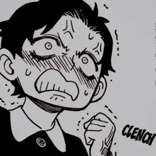 🥜 CLENCH Anime, Manga, Zaciśnięcie, Wyraz twarzy, Sfrustrowany, Zdeterminowany telegram sticker