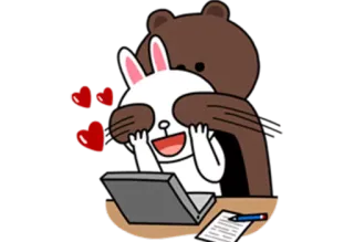 🙈 медведь, кролик, любовь, сердце, ноутбук, мультфильм, милый whatsapp sticker