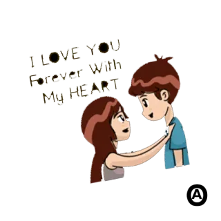 😁 I LOVE YOU Forever With My HEART amor, corazón, dibujos animados, relación, pareja telegram sticker