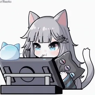 🐱 Anime, Katzenmädchen, Süß, Digitale Kunst, Zeichentablett, Katzenohren, Kawaii whatsapp sticker
