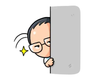 👀 卡通, 角色, 偷看, 眼镜, 害羞, 躲藏 telegram sticker