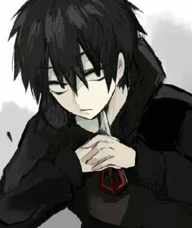 ⬛ 动漫, 角色, 黑发, 阴郁 telegram sticker