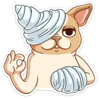 👌 собака, травма, забинтованный, хорошо, животное, мультфильм, наклейка telegram sticker
