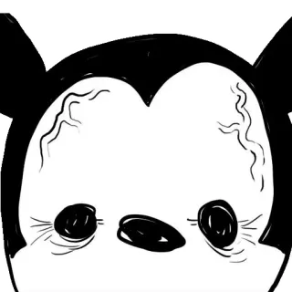 😶 Desenho animado, Preto e branco, Rato, Assustador, Desenho telegram sticker