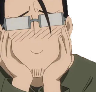 😍 Anime, Homem, Óculos, Feliz, Sorrindo, Fofo, Rubor telegram sticker