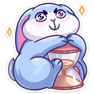 ⏳ coelho, lebre, ampulheta, fofo, adesivo, desenho animado whatsapp sticker