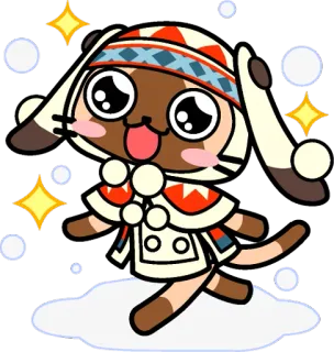 ☃️ Monster Hunter, Felyne, Palico, Mignon, Kawaii, Jeu vidéo telegram sticker