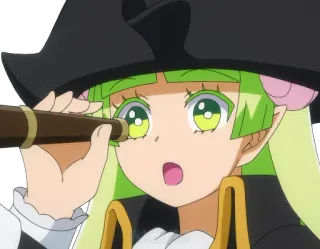 🏴 anime, pirate, telescope, cartoon, girl, elf telegram sticker