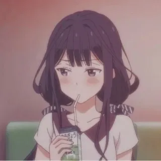 💛 きらい Ragazza anime, Bevendo, Succo di frutta (brick), Carino/a, Kawaii, Giapponese, Annoiato/a telegram sticker