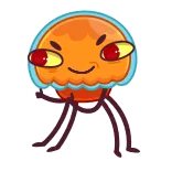 😉 ubur-ubur, kartun, binatang, makhluk laut, lucu, imut, karakter telegram sticker