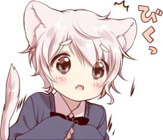 😰 びっくり Anime, Katze, Kätzchen, Kawaii, Süß, Cartoon, Sticker, Tier telegram sticker