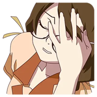 😩 Anime, Ragazza, Facepalm, Occhiali, Imbarazzata, Delusa telegram sticker