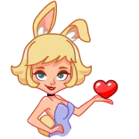 ❤️ Hase, Mädchen, Herz, süß, Cartoon telegram sticker