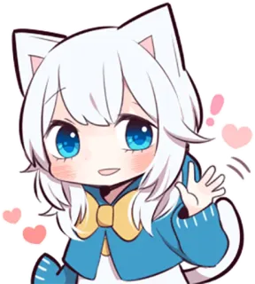 👋 orelhas de gato, anime, fofo, kawaii, desenho animado, chibi, mangá, menina telegram sticker