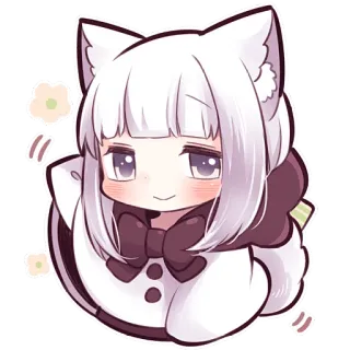 ☺️ Аниме, Девушка-кошка, Кавай, Чиби, Милый, Стикер telegram sticker