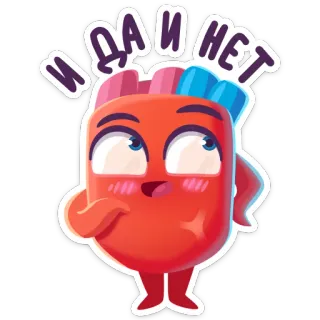 🧐 И ДА И НЕТ cartoon, sticker, ja, nee, russisch, personage whatsapp sticker