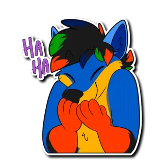 😆 HA HA Fellwesen, lachen, Hund, haha, Cartoon, Tier, fröhlich telegram sticker