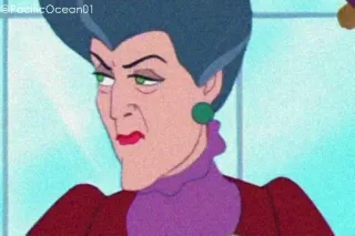 🤨 Lady Tremaine Cinderella Cartoon, Maléfique, Vilain, Disney, En colère, Fou, Visage, Belle-mère whatsapp sticker