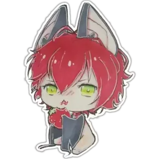 🍥 sticker, anime, chibi, bat, strawberry, cute, cartoon, kawaii telegram sticker