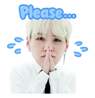 🙏 Please... K-pop, Per favore, Implorando, Persona, Sticker, Capelli bianchi telegram sticker