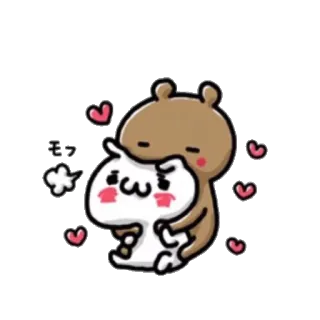 💞 モフ cute, kawaii, love, hearts, hug, bear, rabbit telegram sticker
