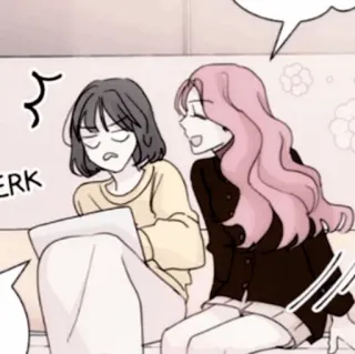🍢 ERK kreskówka, dziewczyny, rozmowa, rysunek telegram sticker