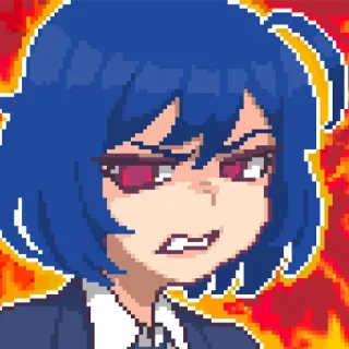 😀 Аниме, Пиксель арт, Злой/Злая, Женщина, Цифровое искусство telegram sticker