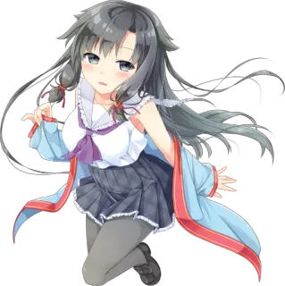 😌 fille anime, dessin animé, uniforme scolaire, mignon, art numérique whatsapp sticker