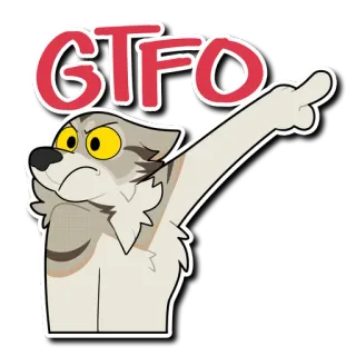 😡 GTFO gatto, dito medio, offensivo, arrabbiato, cartone animato telegram sticker