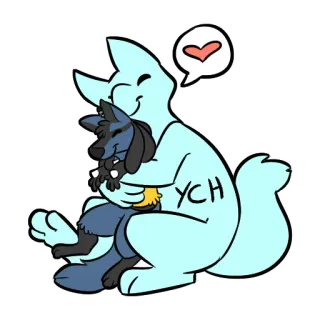💙 YCH animales, perro, amistad, lindo, dibujos animados telegram sticker