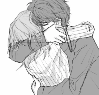 🖤 ハグ, アニメ, カップル, 愛情, 抱擁, ロマンス telegram sticker
