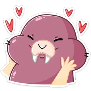 ❤️ Dessin animé, Animal, Morse, Mignon, Coeur, Amour, Kawaii telegram sticker