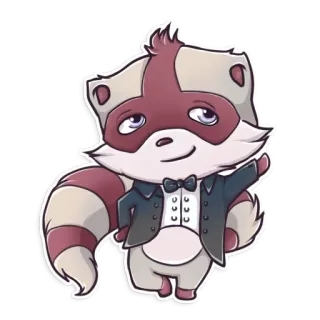 😏 procione, tuxedo, animale, carino, cartone animato telegram sticker