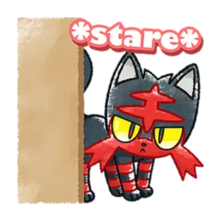 👀 Litten *stare* pokemon, gatto, fissare, carino, cartone animato telegram sticker