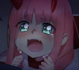 😢 Zero Two Darling in the Franxx Anime, Llorando, Triste, Zero Two, Darling in the Franxx telegram sticker