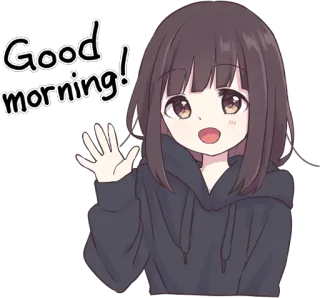 👋 Good morning! anime girl, good morning, greeting, cute, cartoon telegram sticker