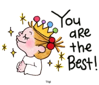 😘 You are the Best! princesa, fofo, estrelas, incentivo, celebração, melhor whatsapp sticker