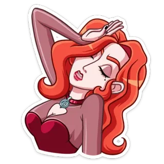 😵 woman, cartoon, red hair, illustration, necklace, sticker telegram sticker