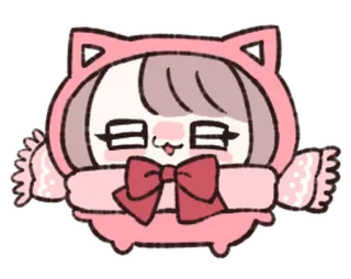 🦀 cat, cute, kawaii, chibi, pink, scarf, animal, drawing whatsapp sticker