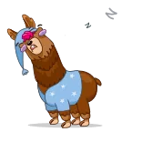 😴 lama, somnolent, dormir, dessin animé, animal, pyjama whatsapp sticker