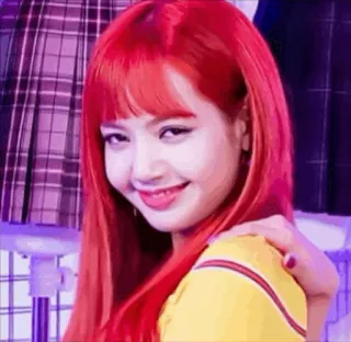🍊 Lisa kpop, idol, zangeres, vrouw, persoon, rood haar telegram sticker