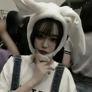 ☘ woman, bunny ears, fashion, cute, asian, young, hat, girl telegram sticker