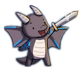 🐲 дракон, мультфильм, фэнтези, меч, милый whatsapp sticker