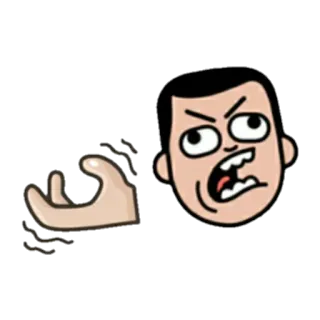 😎 만화, 얼굴, 손, 제스처, 화난, 표정, 짜증 telegram sticker